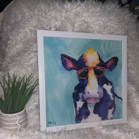 Sunny Farm Paul Brent Cow Sunglasses 13x13 Framed tore paper - Picture 5 of 8
